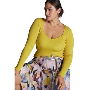 Anthropologie Sweetheart Sweater, size Small in Mustard color